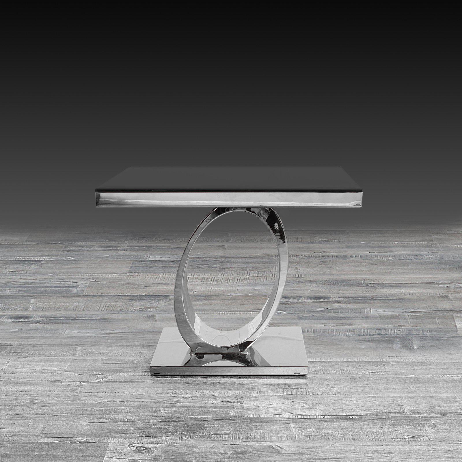 onyx glass silver modern end table