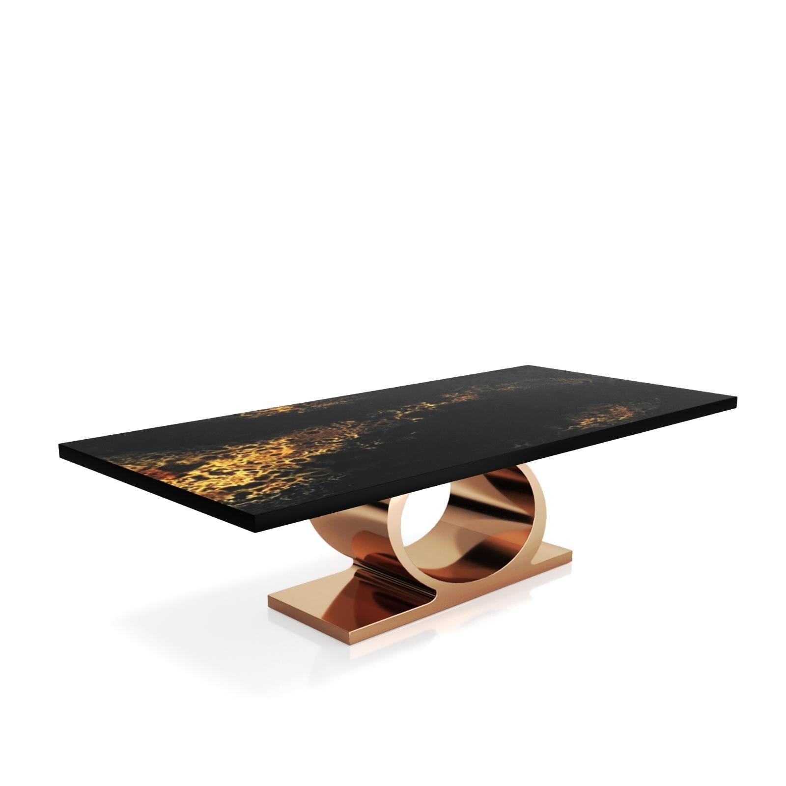 Onyx Rose Gold Black Art Top Small Dining Table