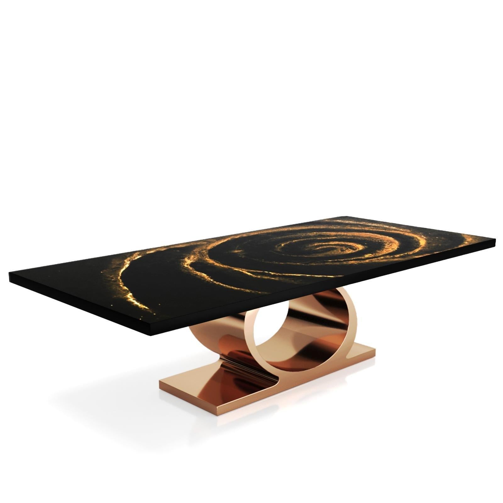 Onyx Rose Gold Black Fiore Top Large Dining Table