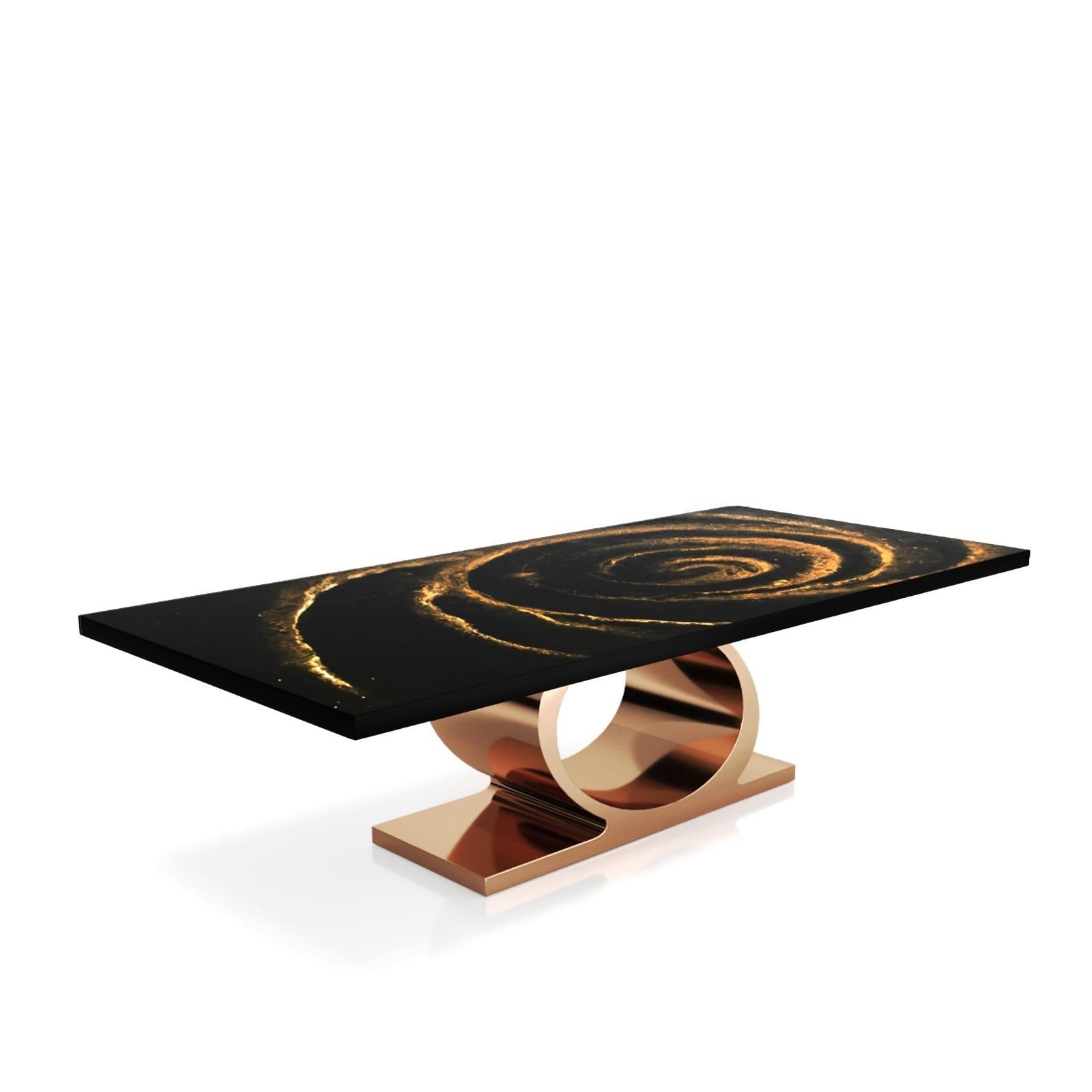 Onyx Rose Gold Black Fiore Top Small Dining Table