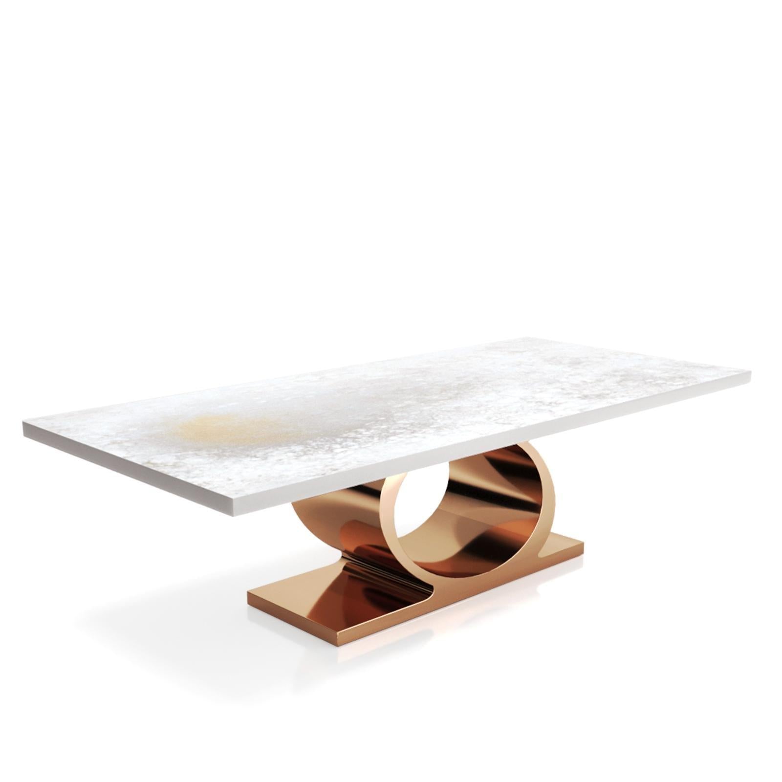 Onyx Rose Gold White Art Top Large Dining Table