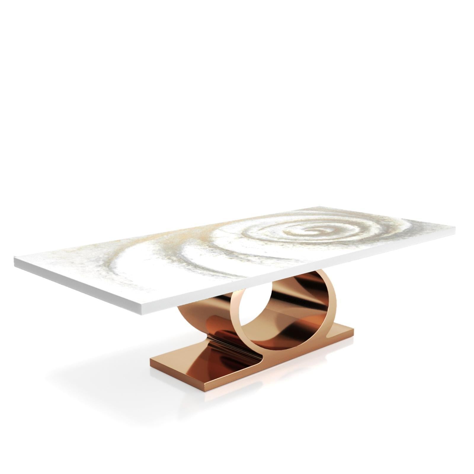 Onyx Rose Gold White Fiore Top Large Dining Table