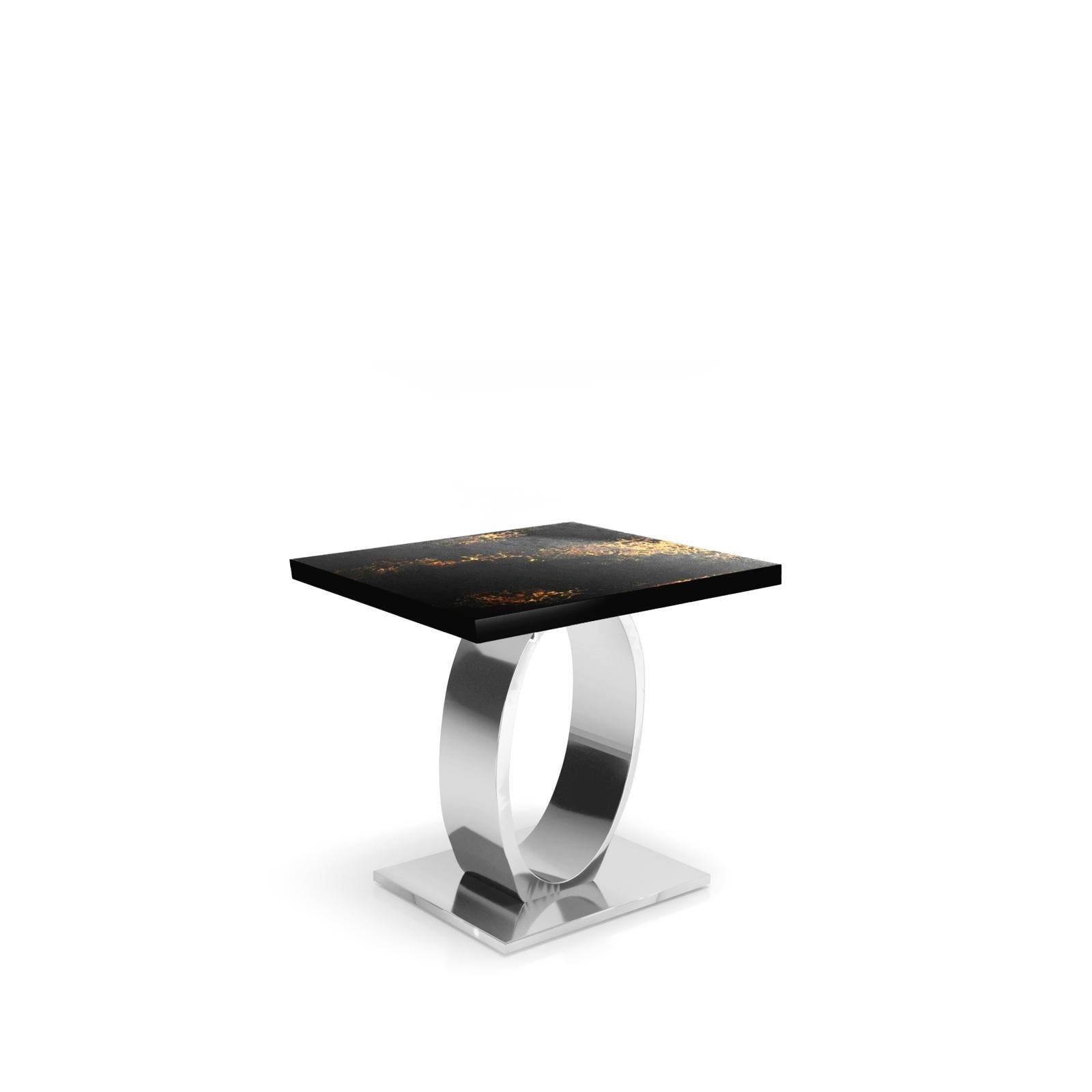 onyx silver black art large end table