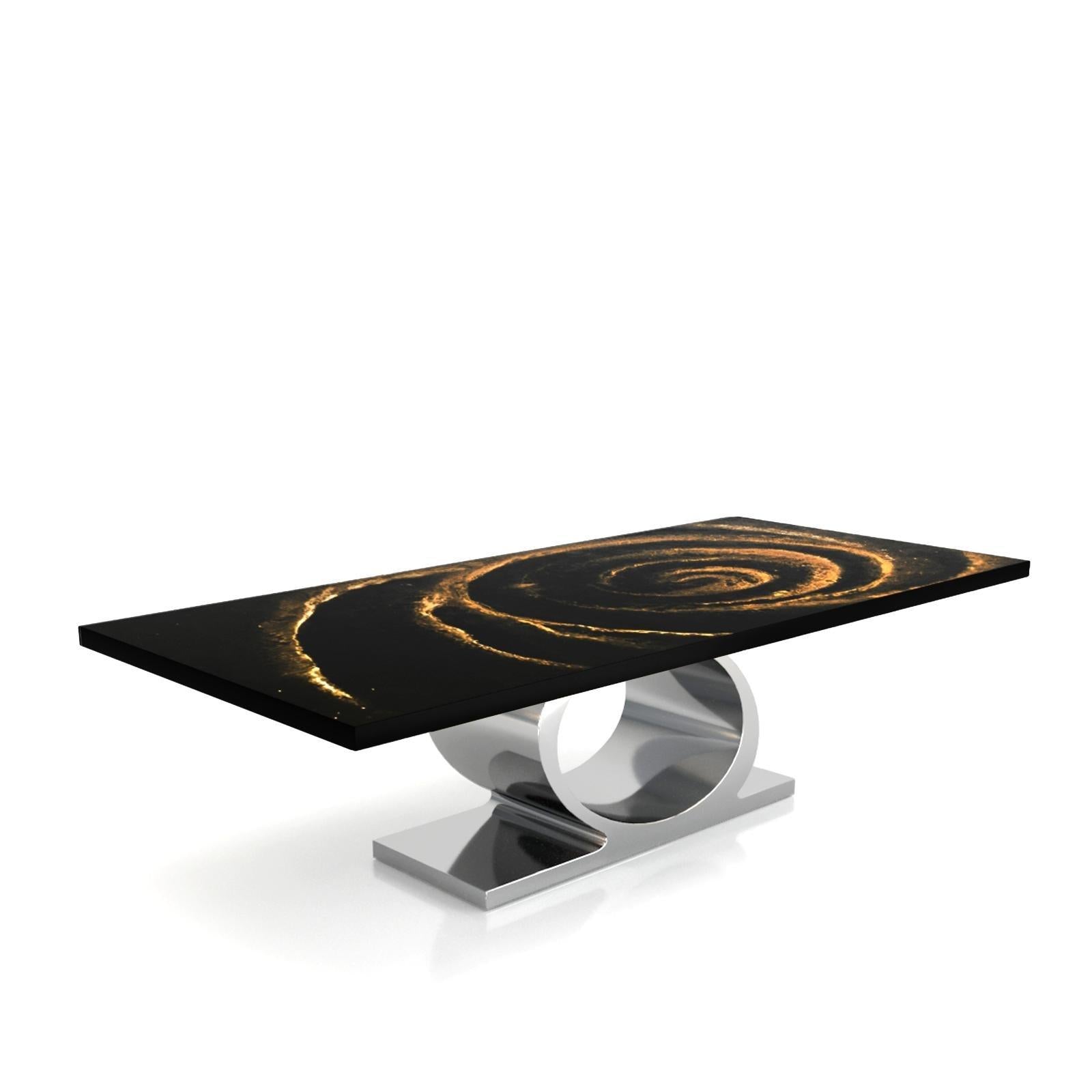 Onyx Silver Black Fiore Top Small Dining Table