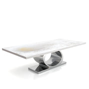 Onyx Silver White Art Top Large Dining Table