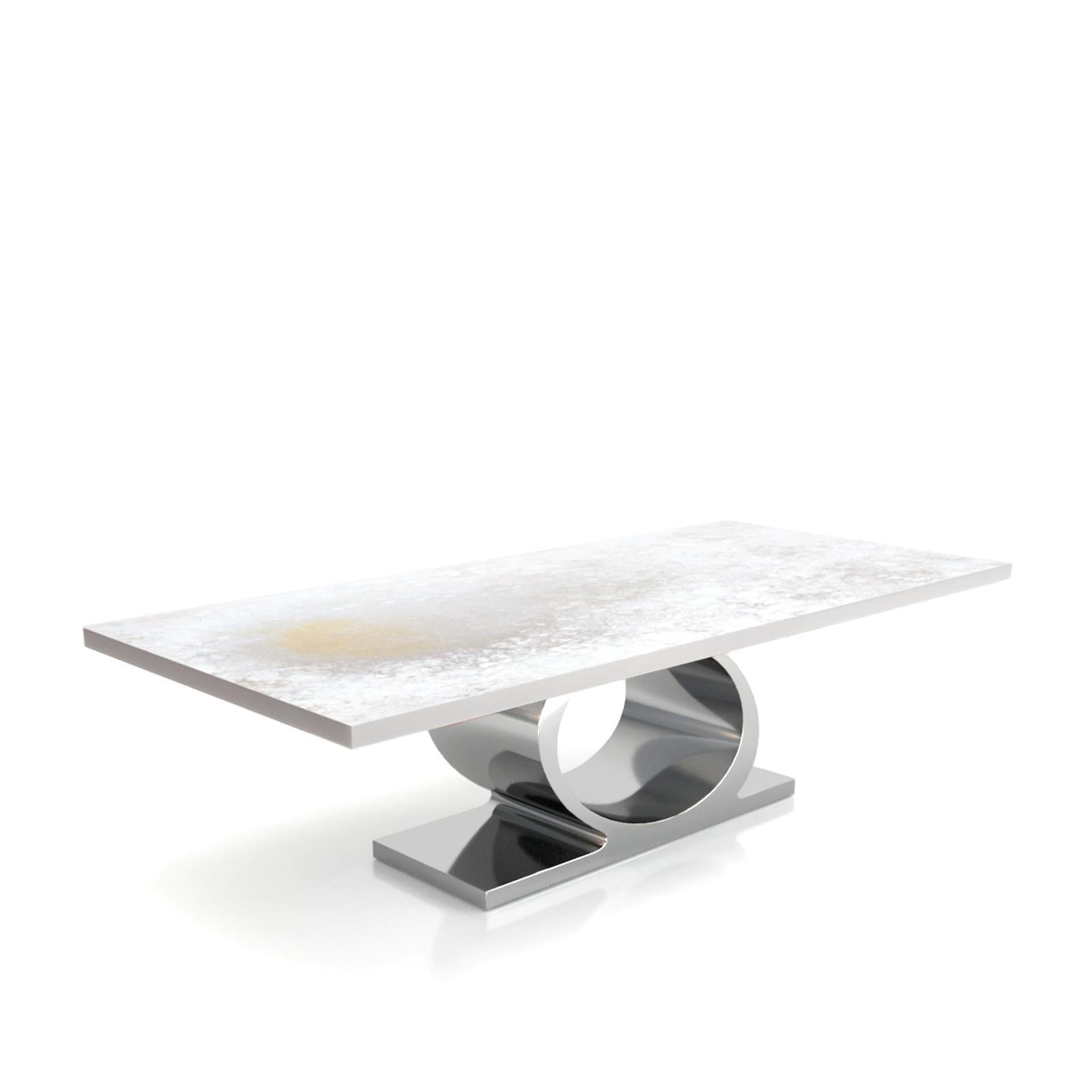 Onyx Silver White Art Top Small Dining Table