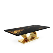 Onyx Titanium Gold Black Art Top Small Dining Table