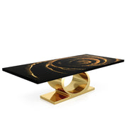 Onyx Titanium Gold Black Fiore Top Large Dining Table