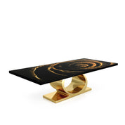 Onyx Titanium Gold Black Fiore Top Small Dining Table