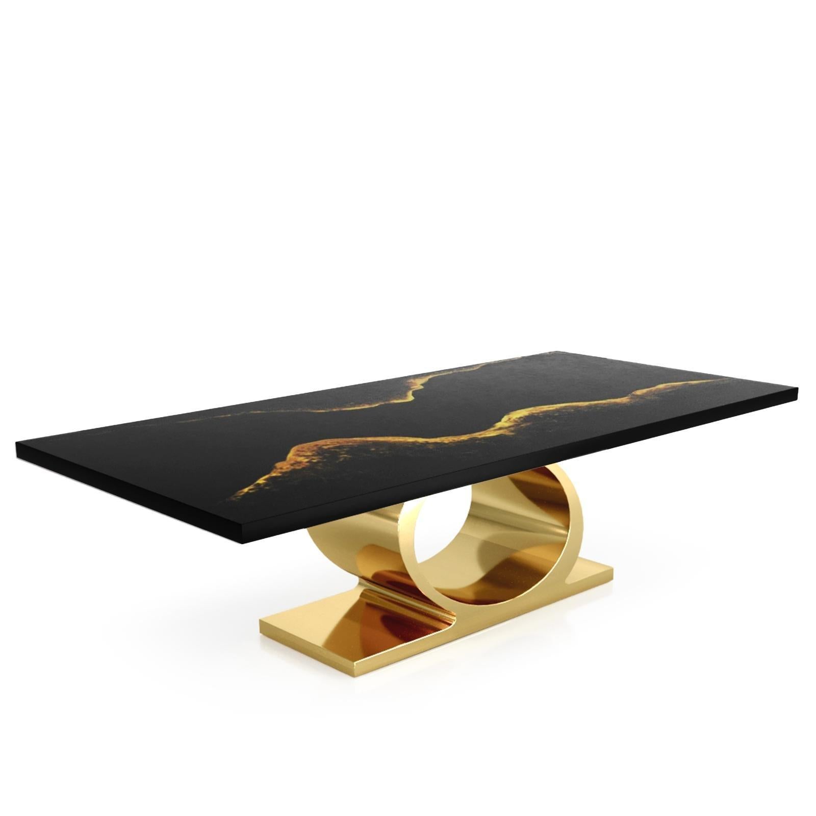 Onyx Titanium Gold Black Mountain Top Large Dining Table