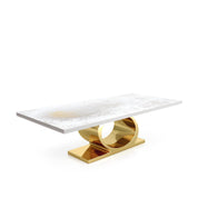 Onyx Titanium Gold White Art Top Small Dining Table