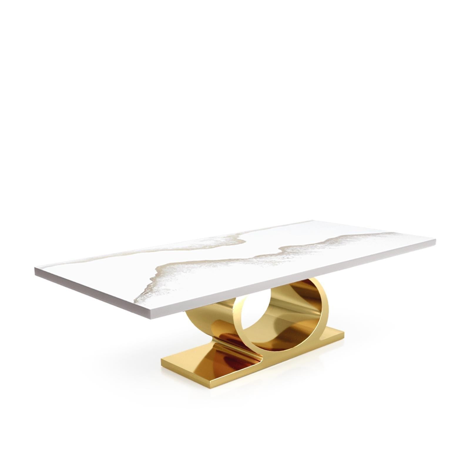 Onyx Titanium Gold White Mountain Top Small Dining Table