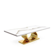 Onyx Titanium Gold White Mountain Top Small Dining Table