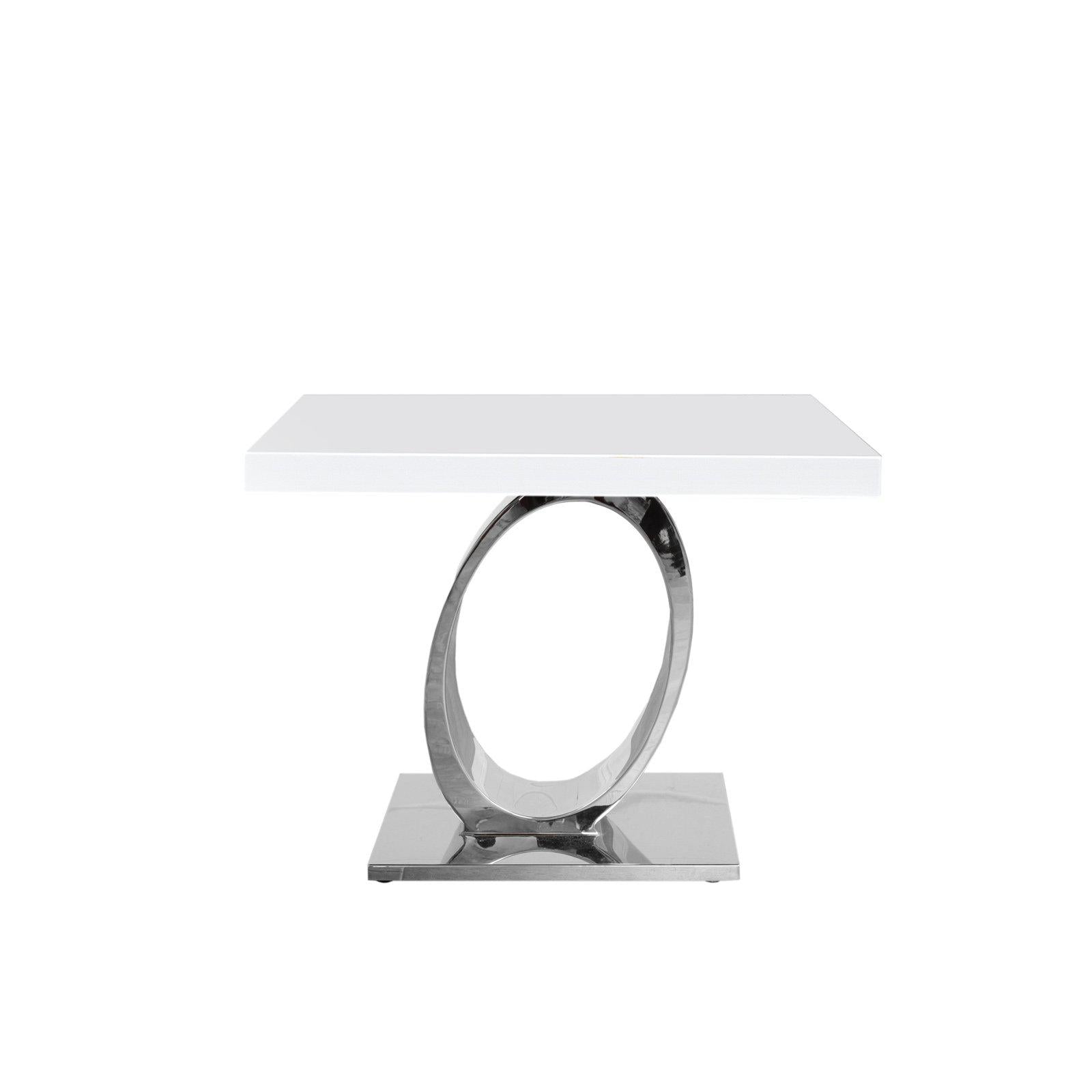 onyx white silver end table