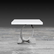 onyx white silver modern end table