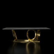 Oracle Brushed Titanium gold Rectangle Dining Table - My Store--Dining Table