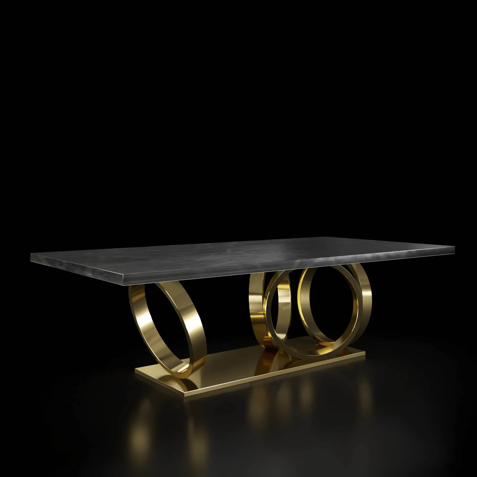 Oracle Brushed Titanium gold Rectangle Dining Table - My Store-Black-Marble-Dining Table