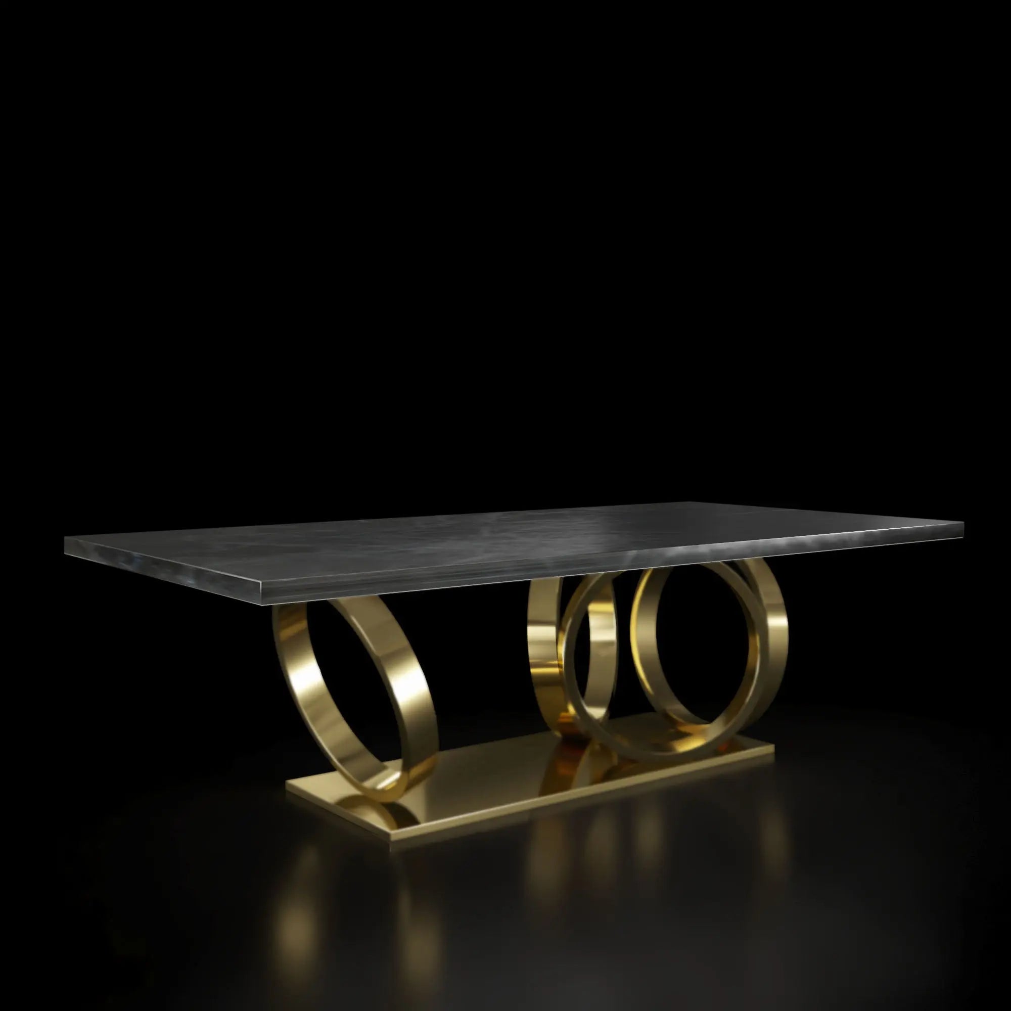 Oracle Brushed Titanium gold Rectangle Dining Table   My Store Black-Marble Dining Table