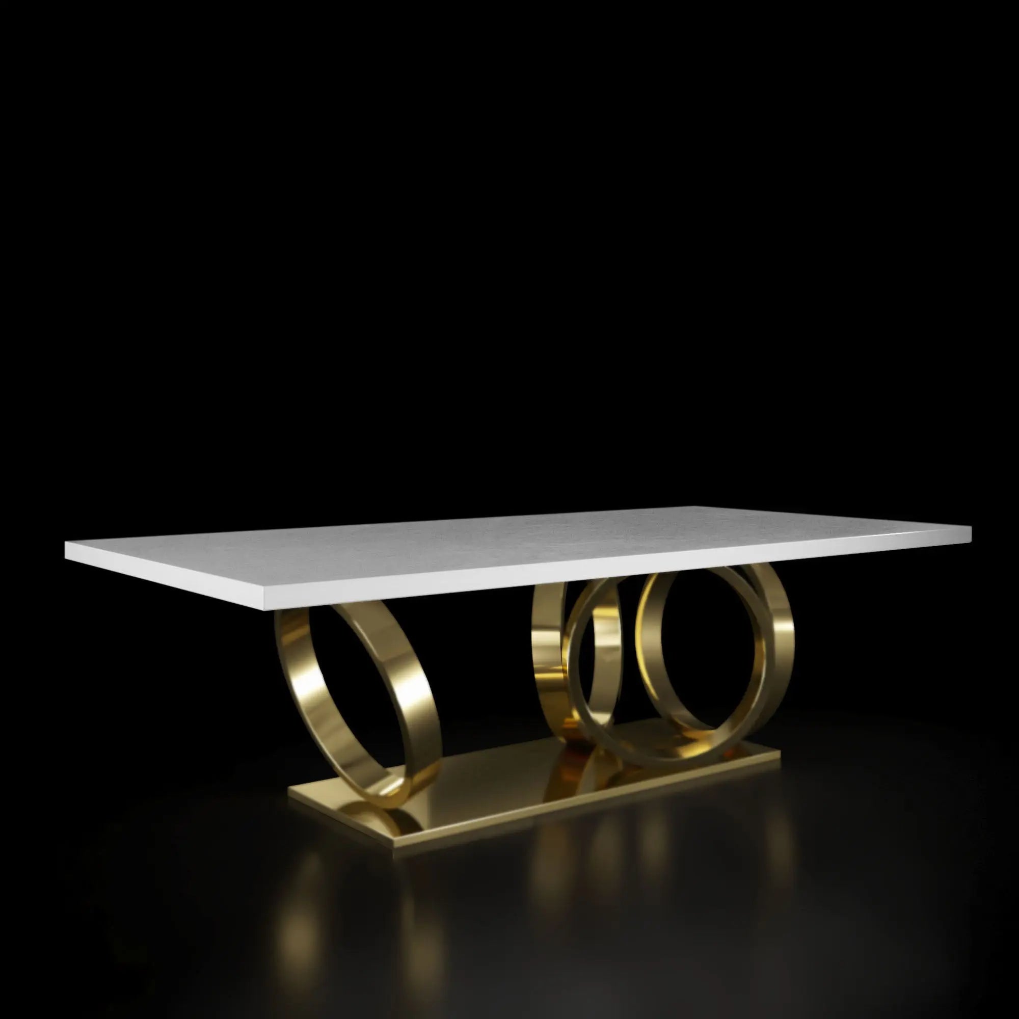 Oracle Brushed Titanium gold Rectangle Dining Table   My Store White-Marble Dining Table