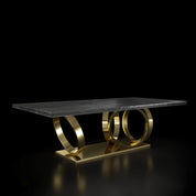 Oracle Titanium gold Rectangle Dining Table   My Store Black-Marble Dining Table