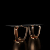 Regency Rectangle Double Base Dining Table   My Store Rose-Gold Dining Table