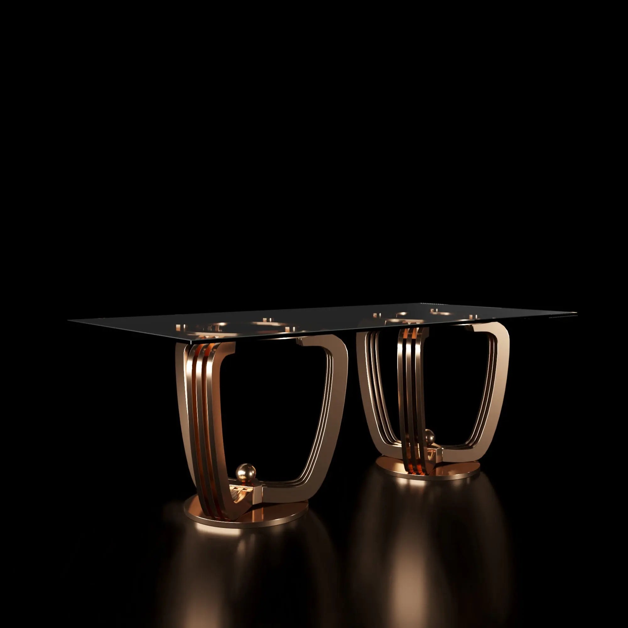 Regency Rectangle Double Base Dining Table   My Store Rose-Gold Dining Table