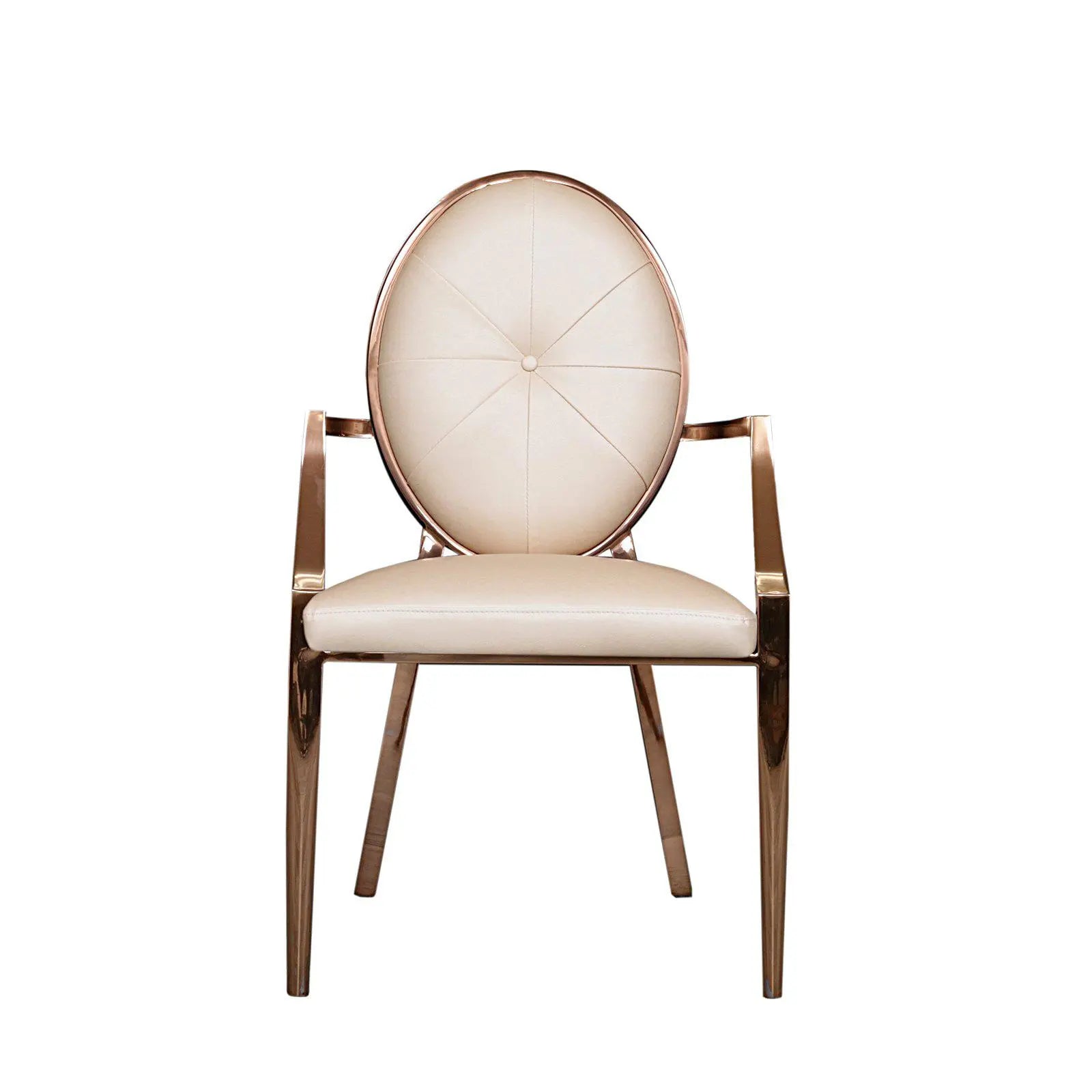 regina arm beige leather dining chair