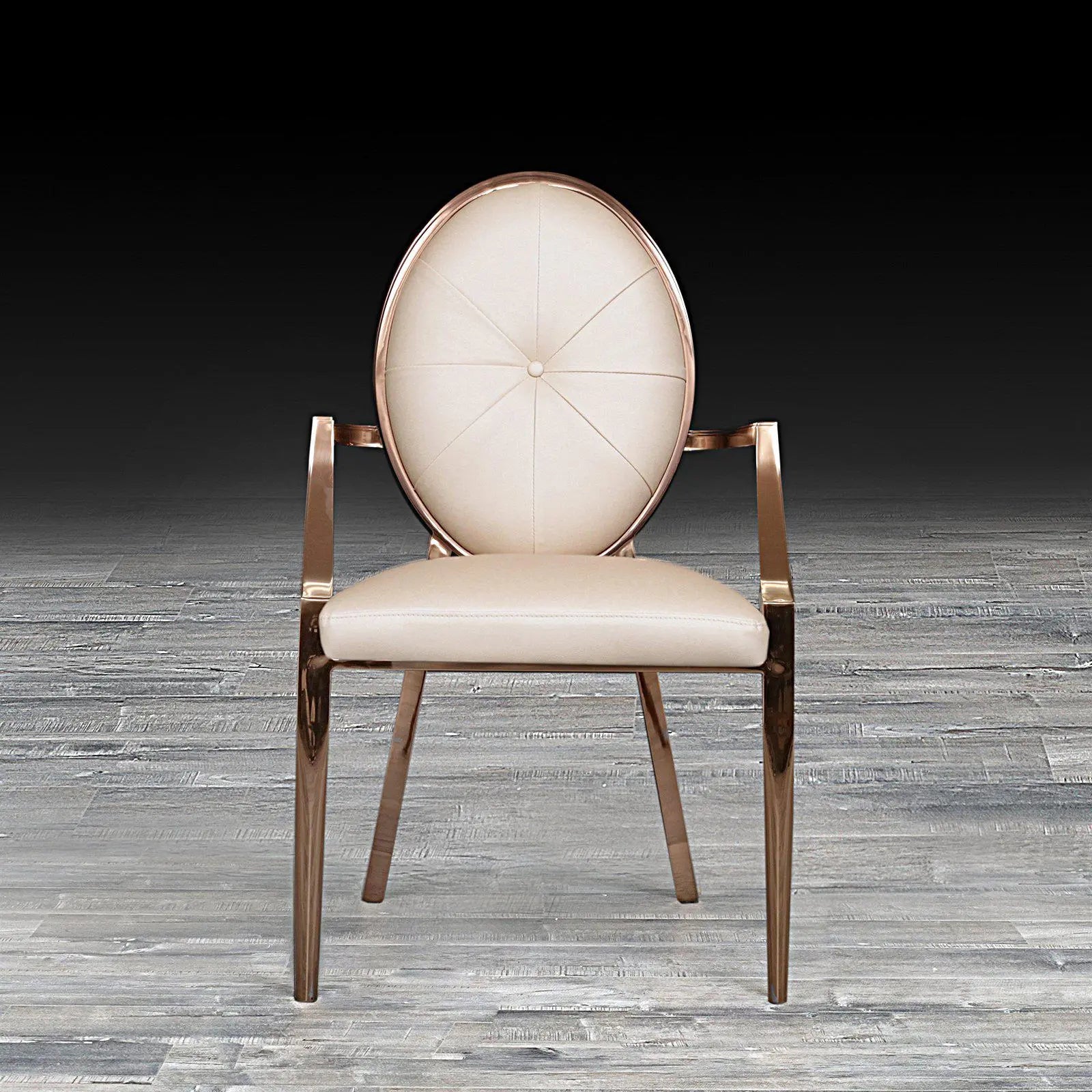 regina arm beige leather modern dining chair