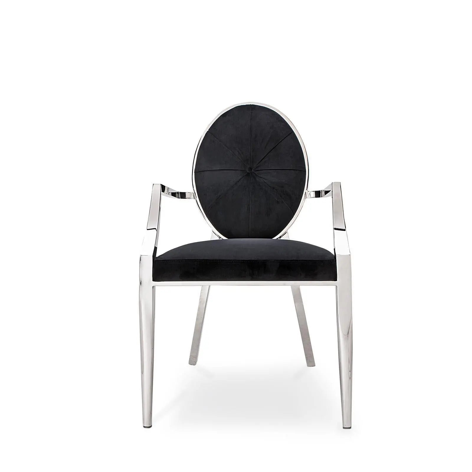 regina silver arm black dining chair