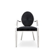 regina silver arm black dining chair