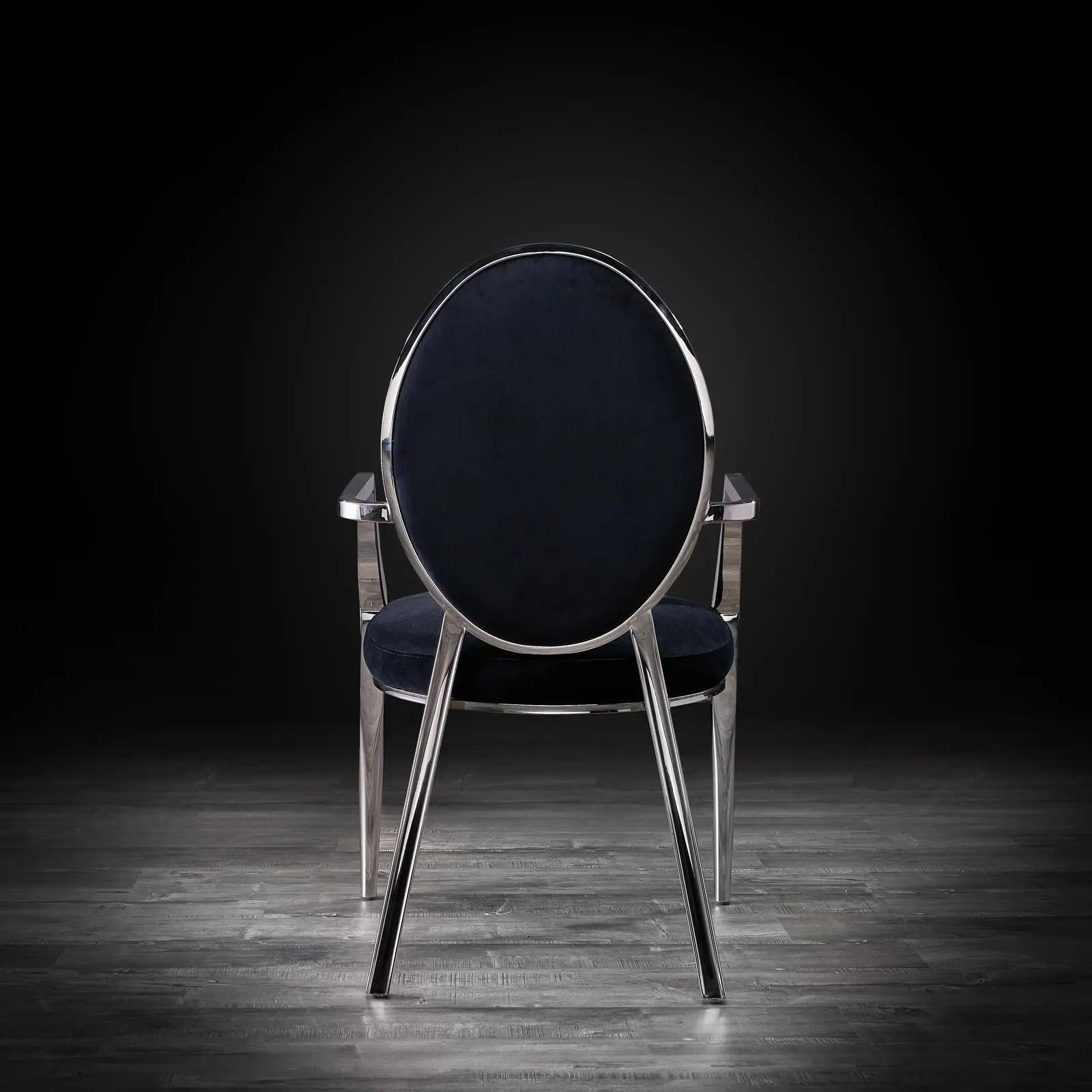 regina silver arm black luxury dining chair