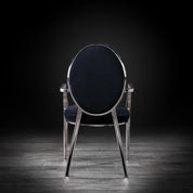 regina silver arm black luxury dining chair