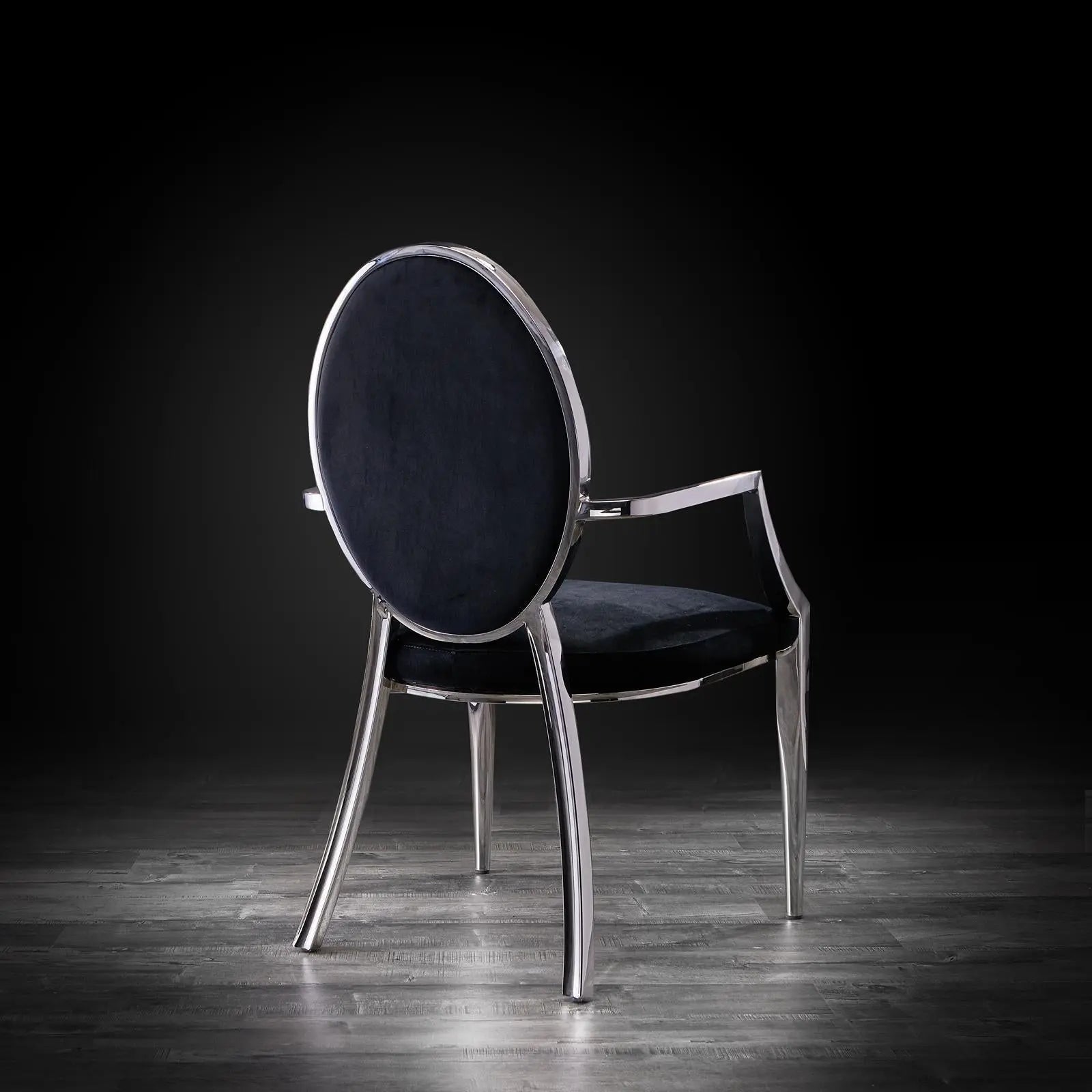 regina silver arm black roberto grassie dining chair