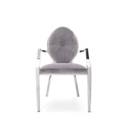 regina silver arm gray velvet dining chair