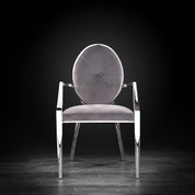 regina silver arm gray velvet modern dining chair