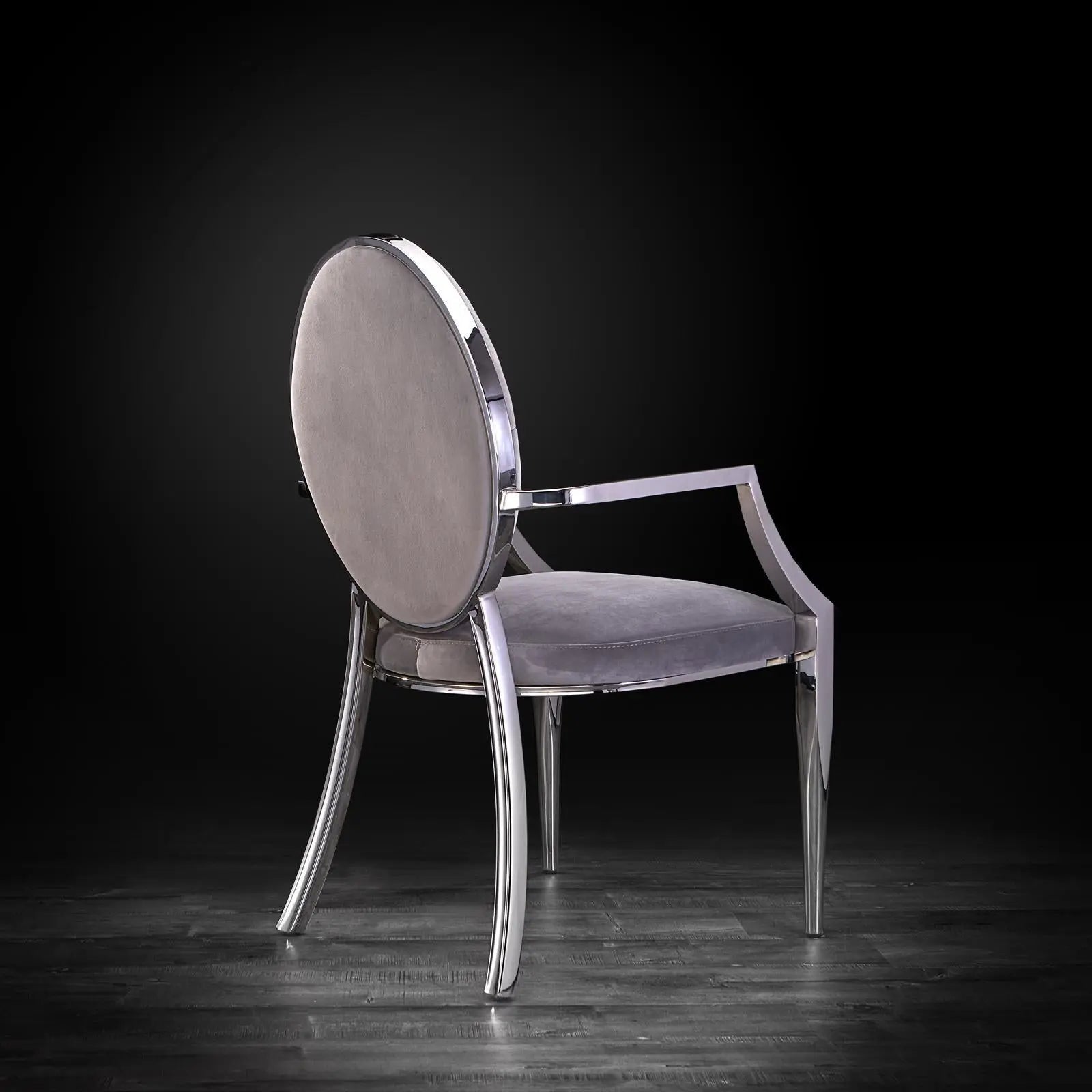 regina silver arm gray velvet roberto grassie dining chair