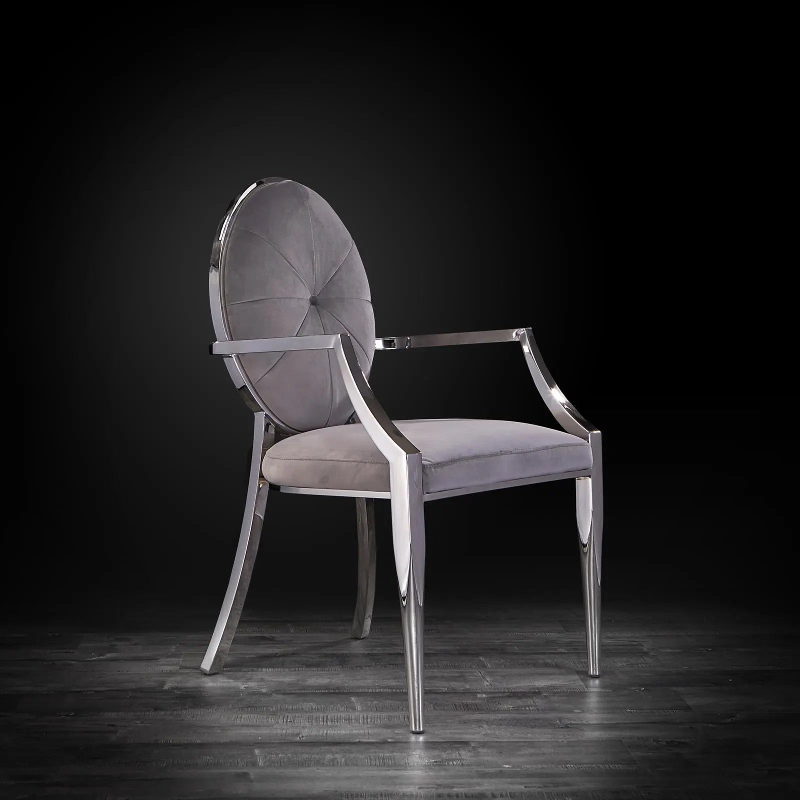 regina silver arm gray velvet stylish dining chair