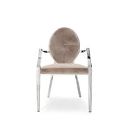 regina silver arm taupe dining chair