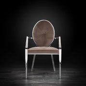 regina silver arm taupe modern dining chair