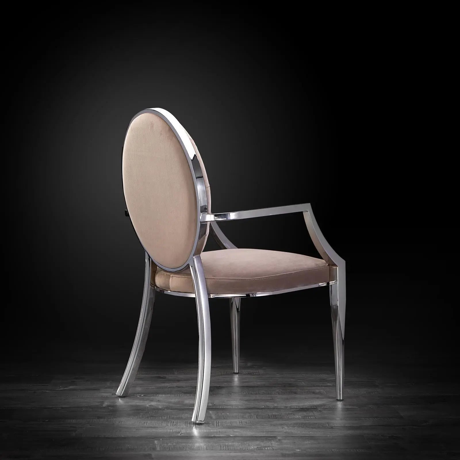 regina silver arm taupe roberto grassie dining chair