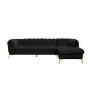 Regina Black Laf Sofa chaise Sectional With Gold Base