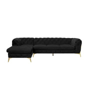 Regina Black Raf Sofa chaise Sectional With Gold Base