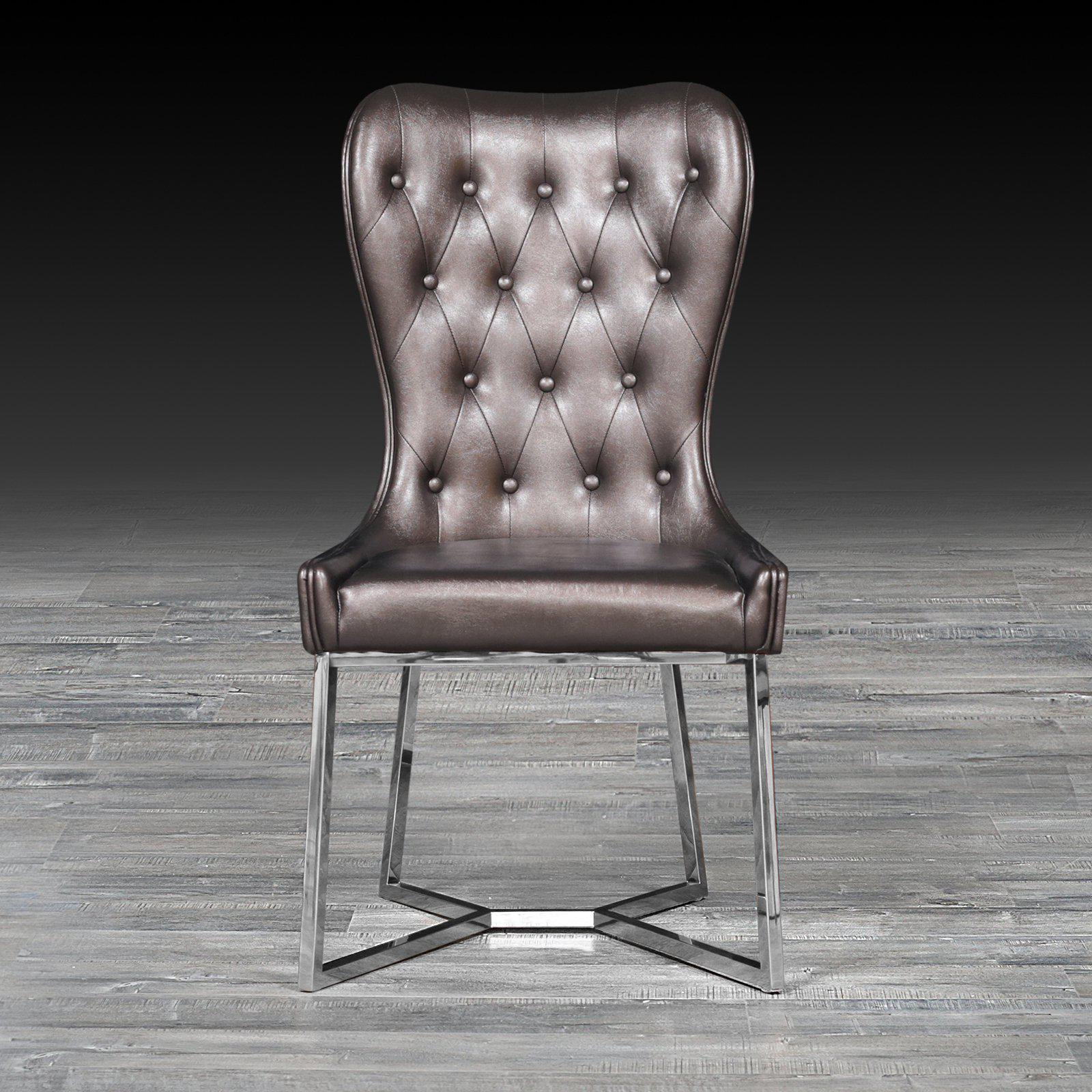 rossi brown ss modern dining chair