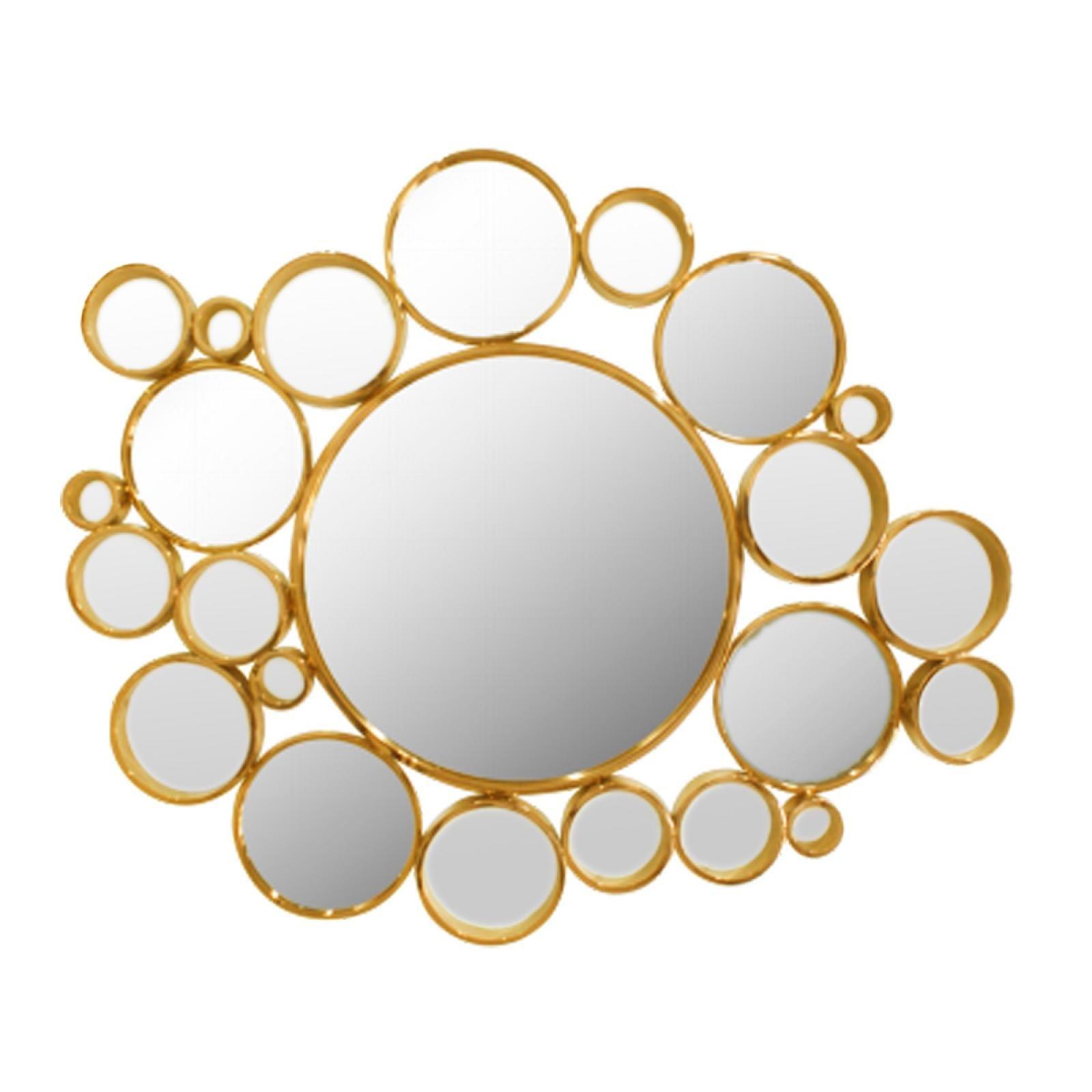 round mirror titanium gold wall art