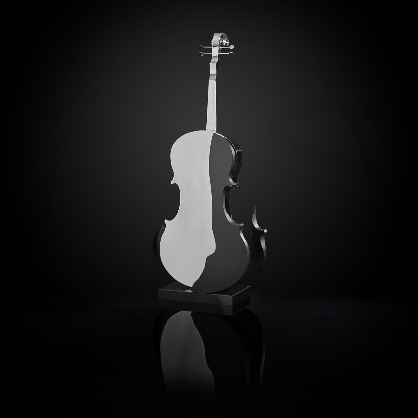 solo cello 1 silver modern 1 sculpture