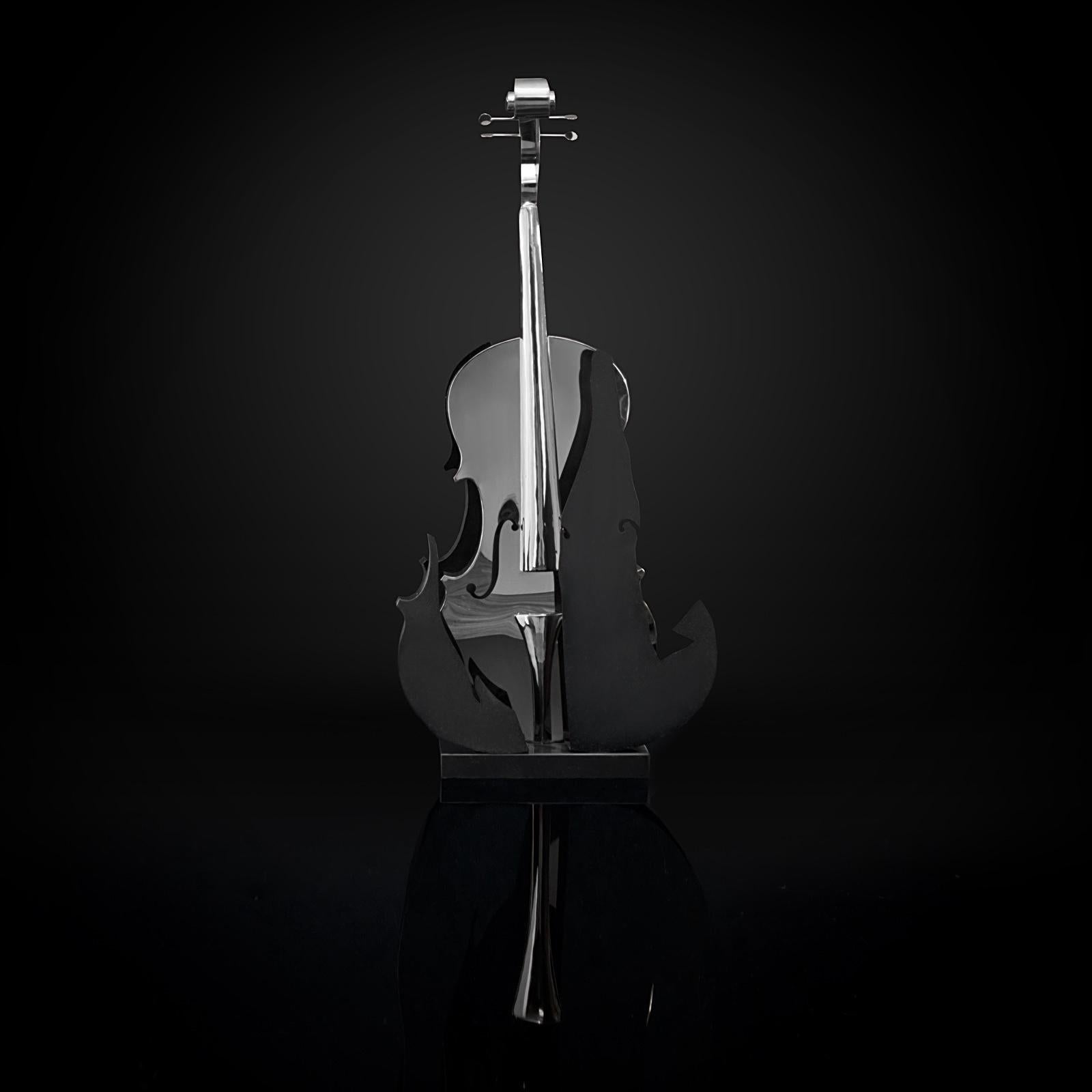 solo cello 1 silver stylish sculpture