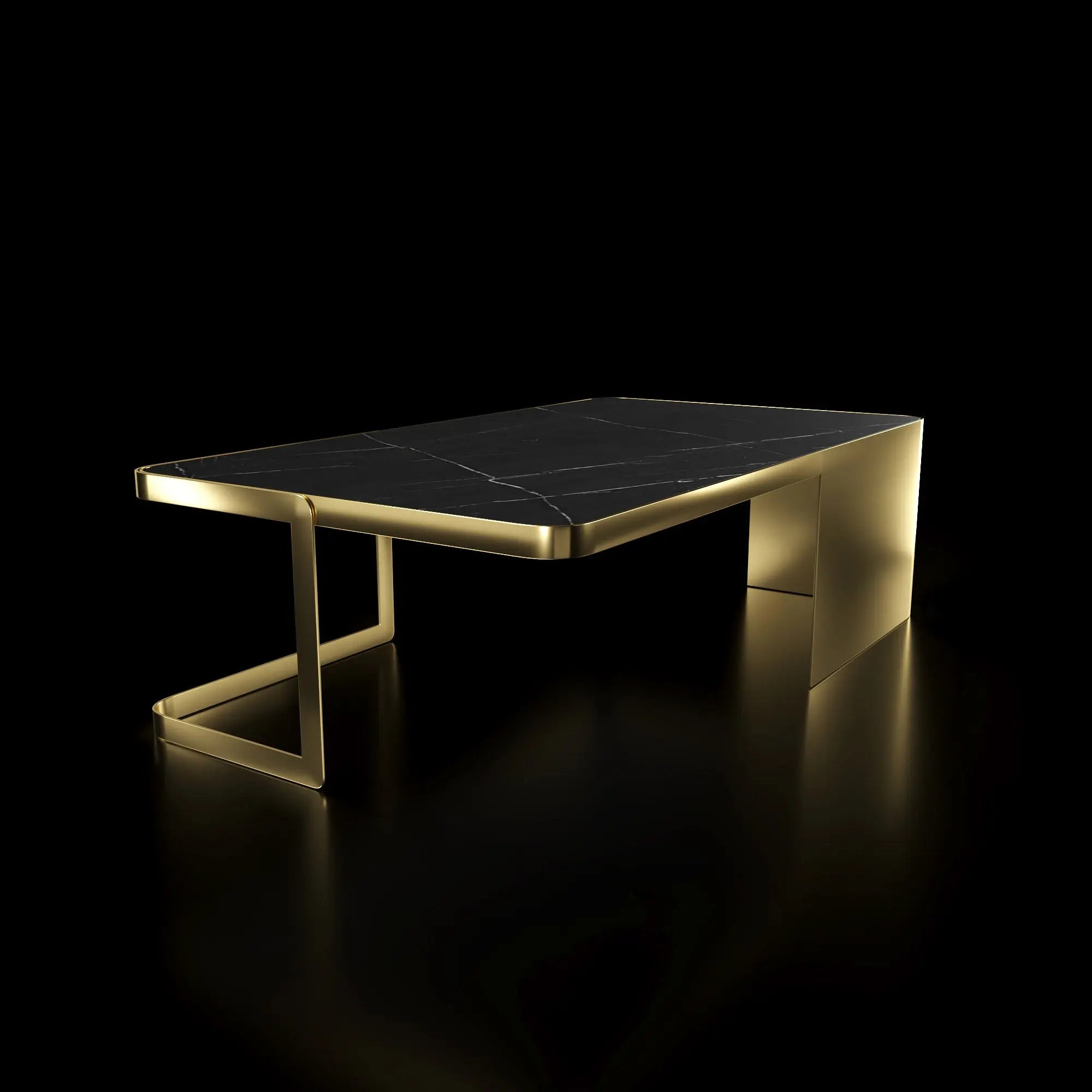 Tullio Titanium Gold Rectangular Coffee Table   My Store Black-Ceramic Coffee Table