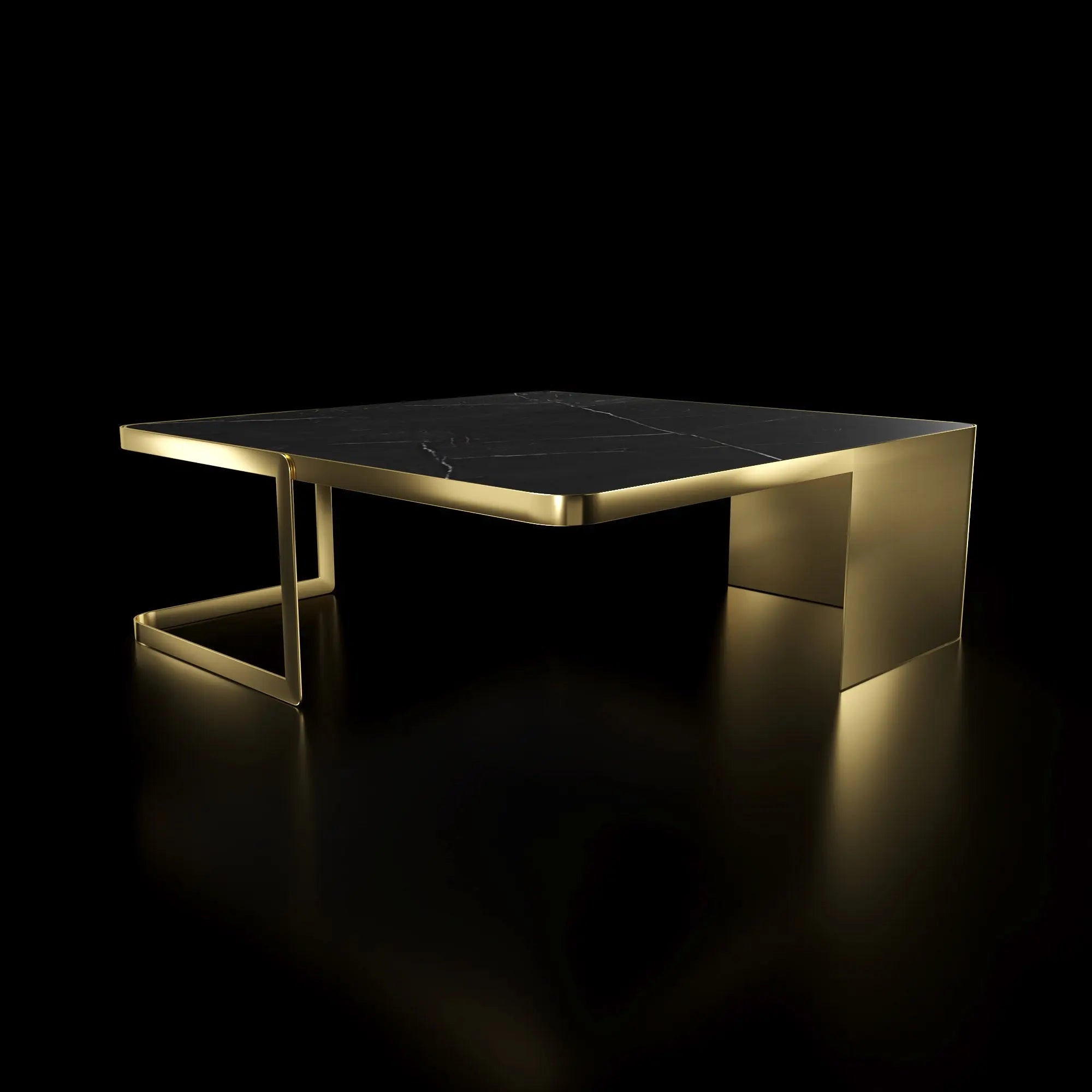 Tullio Titanium Gold Square Coffee Table   My Store Black-Ceramic Coffee Table