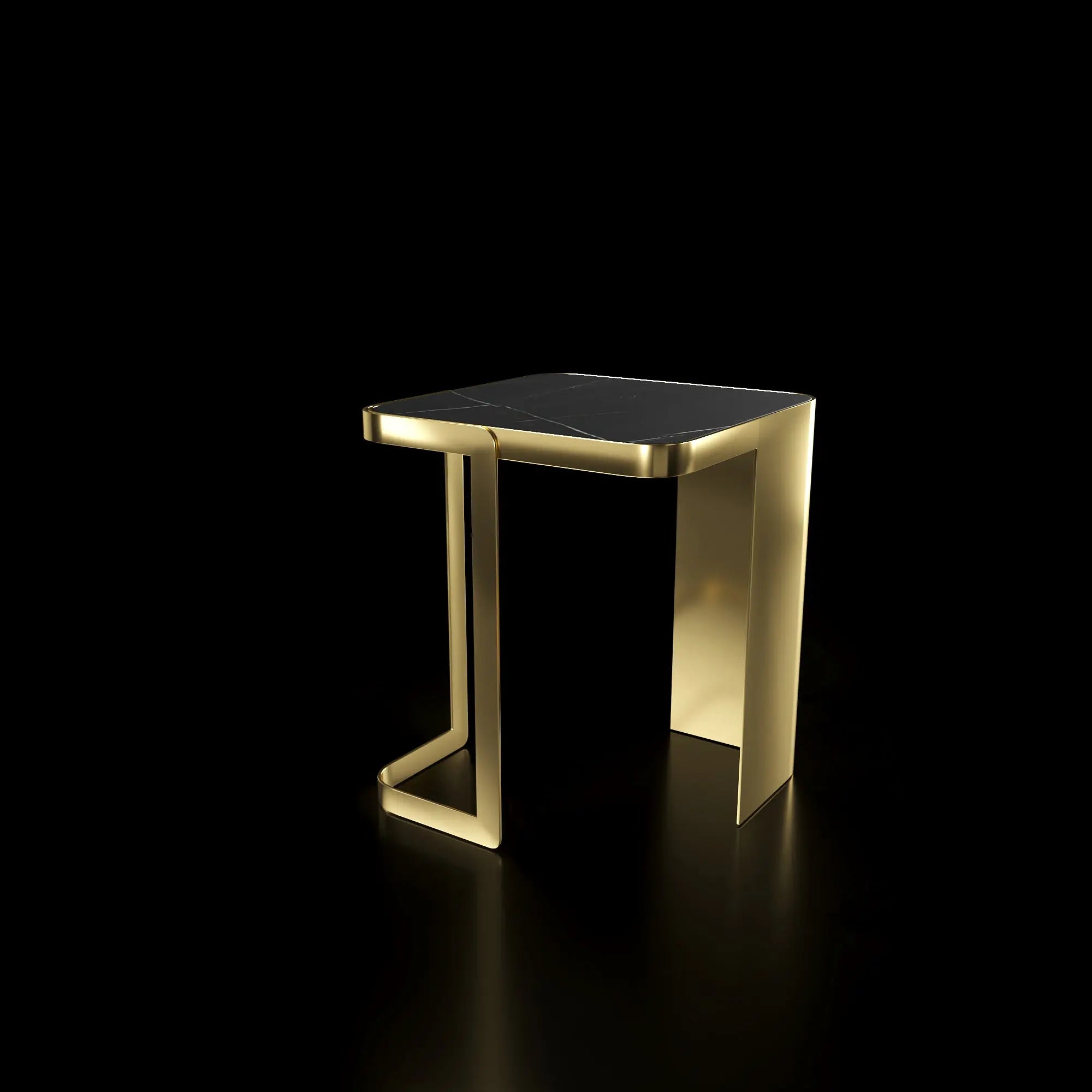 Tullio Titanium Gold End Table   My Store Black End Table