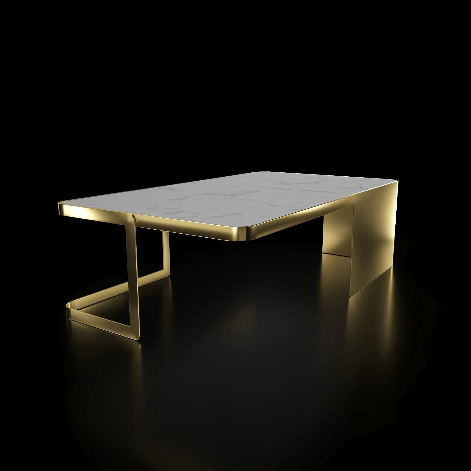 Tullio Titanium Gold Rectangular Coffee Table   My Store White-Ceramic Coffee Table